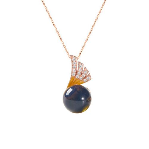 Cubic Zircon Micro Pave Brass Necklace with Jade micro pave cubic zirconia & for woman rose gold color Length Approx 45 cm Sold By PC