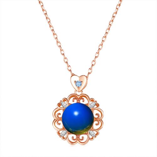 Collier en laiton cubique Zircon Micro Pave, pavé de micro zircon & pour femme, couleur or rose, Longueur Environ 45 cm, Vendu par PC