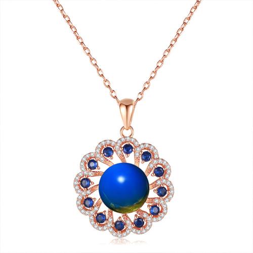 Cubic Zircon Micro Pave Brass Necklace with Jade micro pave cubic zirconia & for woman rose gold color Length Approx 45 cm Sold By PC