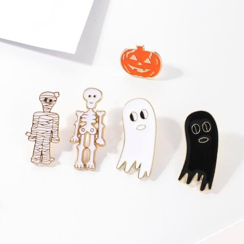 Zinc Alloy Brože, Zinek, á, Halloweenský design & 5 kusů & pro ženy & smalt, zlatý, Prodáno By nastavit