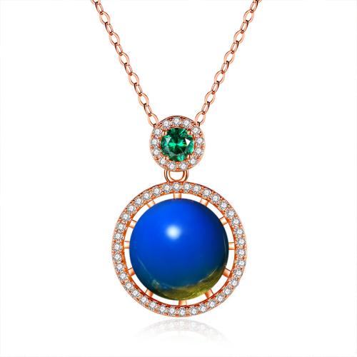 Cubic Zircon Micro Pave Brass Necklace with Jade micro pave cubic zirconia & for woman rose gold color Length Approx 45 cm Sold By PC