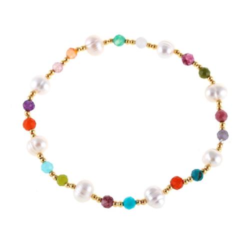 Pulseras de latón, metal, con Cristal & Perlas plásticas, hecho a mano, Joyería & para mujer, multicolor, longitud aproximado 18 cm, Vendido por UD