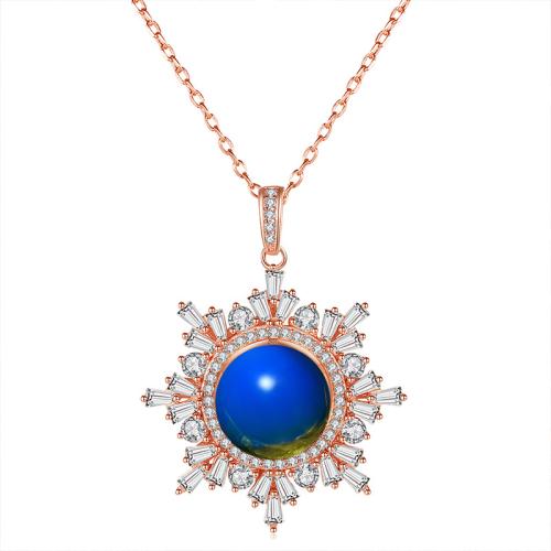 Cubic Zircon Micro Pave Brass Necklace with Jade micro pave cubic zirconia & for woman rose gold color Length Approx 45 cm Sold By PC