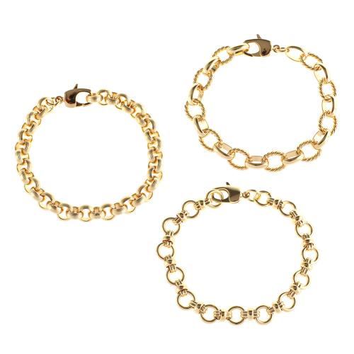 Messing Armbanden, gold plated, verschillende stijlen voor de keuze & voor vrouw, gouden, Lengte Ca 22 cm, Verkocht door PC