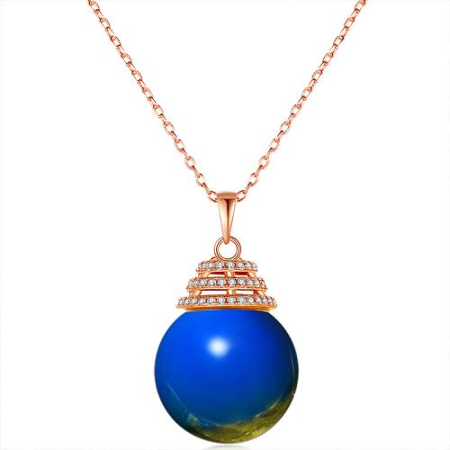 Kubieke Zirkoon Micro Pave Brass Ketting, Messing, micro pave zirconia & voor vrouw, rose goud kleur, Lengte Ca 45 cm, Verkocht door PC