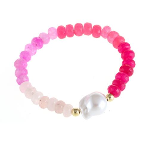 Plastic Bracelet Plastic Pearl with Crystal handmade elastic & for woman Length Approx 18 cm Sold By PC