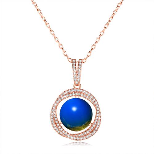 Kubieke Zirkoon Micro Pave Brass Ketting, Messing, micro pave zirconia & voor vrouw, rose goud kleur, Lengte Ca 45 cm, Verkocht door PC