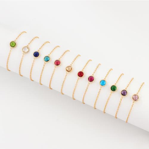 Pulseras de latón, metal, con Cristal, Joyería & para mujer, más colores para la opción, longitud aproximado 18 cm, Vendido por UD