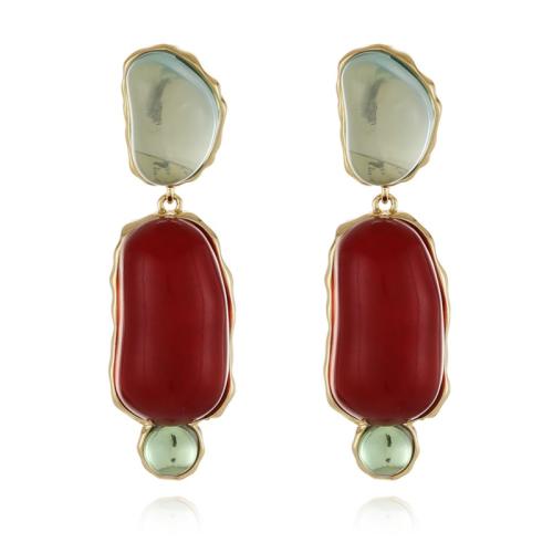 Zinc Alloy Stud Earring with Resin Rhinestone plated vintage & for woman Sold By Pair