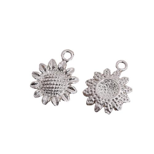 Sinc Alloy Flower Pendants, lus na gréine, dath airgid antique plátáilte, DIY, 15x11mm, 100ríomhairí pearsanta/Mála, Díolta De réir Mála