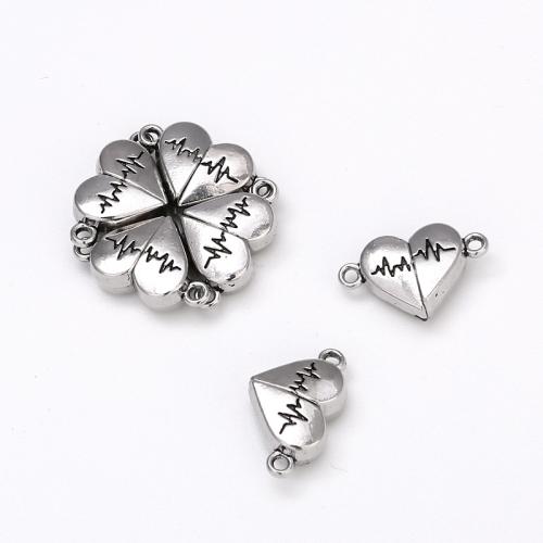 Zinc Alloy Heart Pendants antique silver color plated DIY & double-hole Sold By Bag