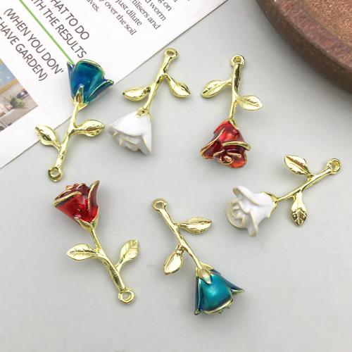 Zinc Alloy Flower Pendants Rose plated DIY Sold By Bag