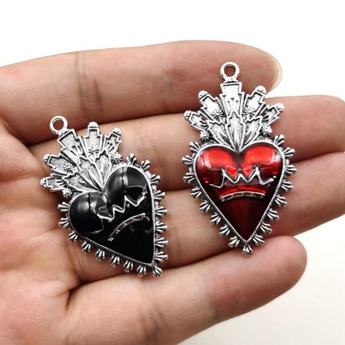 Zinc Alloy Enamel Pendants Heart plated DIY Sold By Bag