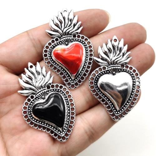 Zinc Alloy émail Pendants, alliage de zinc, coeur, Placage, DIY, plus de couleurs à choisir, 48x29mm, 100PC/sac, Vendu par sac