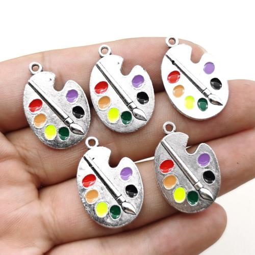 Zinc Alloy émail Pendants, alliage de zinc, Plaqué de couleur d'argent, DIY, 27x19mm, 100PC/sac, Vendu par sac