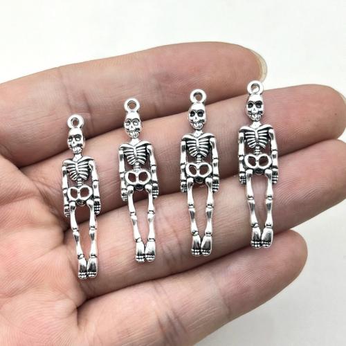 Zinc Alloy Pendants Skeleton antique silver color plated DIY Sold By Bag