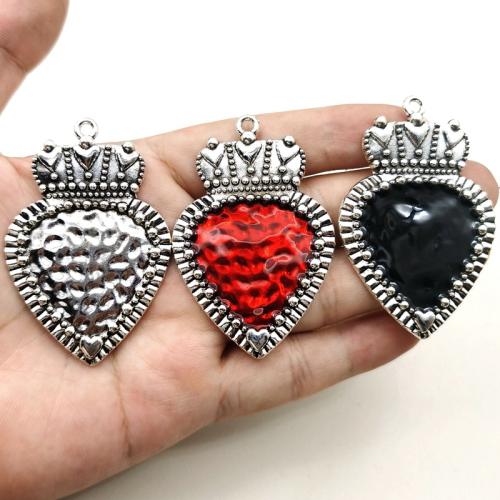 Zinc Alloy émail Pendants, alliage de zinc, coeur, Placage, DIY, plus de couleurs à choisir, 64x43mm, 100PC/sac, Vendu par sac