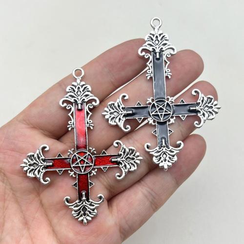 Sinc Alloy cruan Pendants, Cross, plátáilte, DIY, dathanna níos mó le haghaidh rogha, 71x56mm, 100ríomhairí pearsanta/Mála, Díolta De réir Mála