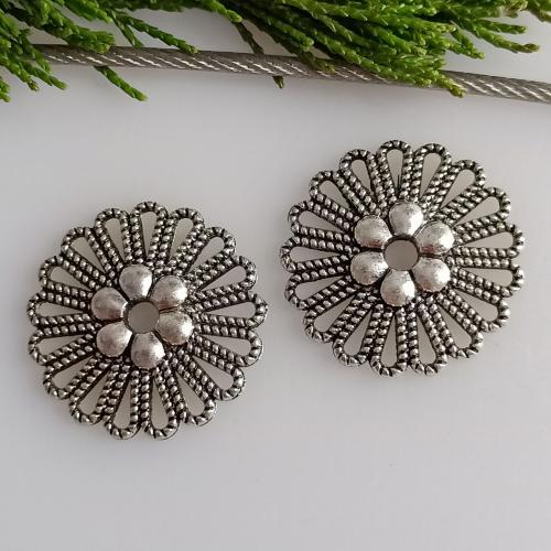 Sinc Alloy Flower Pendants, dath airgid antique plátáilte, DIY, nicil, luaidhe & caidmiam saor in aisce, 24x24mm, Thart 100ríomhairí pearsanta/Mála, Díolta De réir Mála