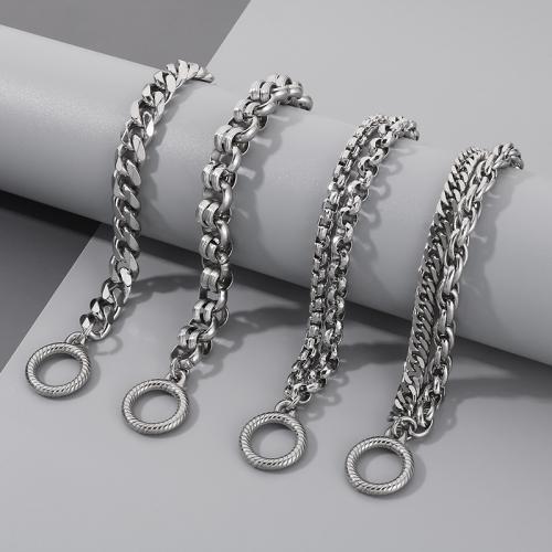 Titanium teräksen rannerenkaan, Titanium Steel, hopea päällystetty, Unisex & eri tyylejä valinta, enemmän värejä valinta, Myymät PC