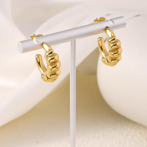 Titanium Staal Earring, gold plated, mode sieraden, gouden, 21x26mm, Verkocht door pair