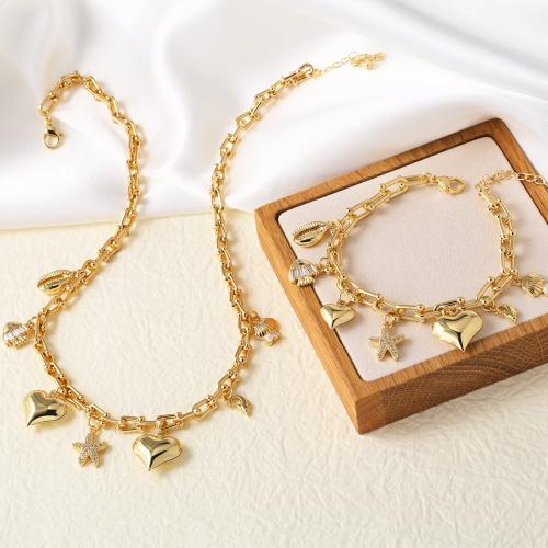 Micro zirconi Pave ottone Jewelry Set, placcato color oro, gioielli di moda & stili diversi per la scelta & Micro spianare cubic zirconia, dorato, assenza di nichel,piombo&cadmio, Venduto da PC