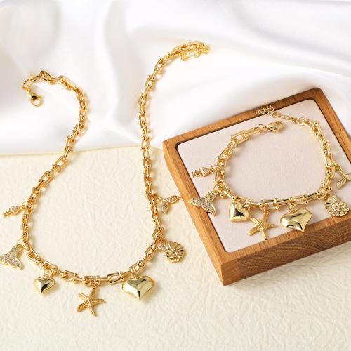 Cubic Zirconia Micro Pave Brass Jewelry Sets gold color plated fashion jewelry & micro pave cubic zirconia golden nickel lead & cadmium free Sold By PC