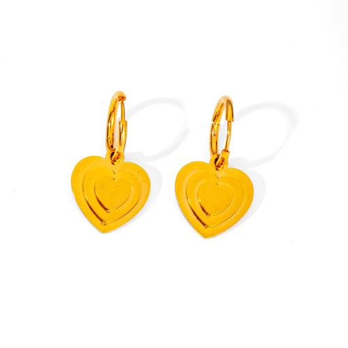 Stainless Steel Lever Back Earring 304 Stainless Steel Heart plated fashion jewelry & for woman golden Sold By Pair