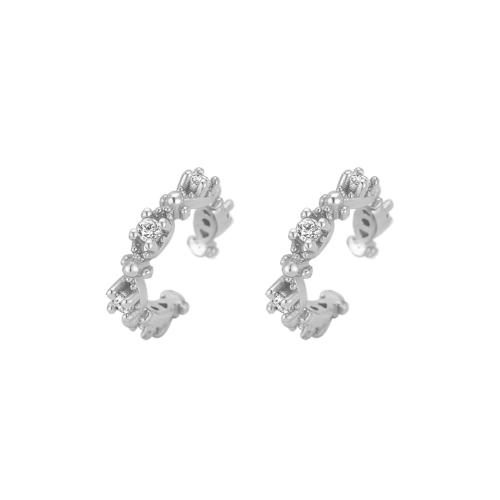 Cubic Zirconia micro pavimenta Sterling Silver Earring, 925 argento sterlina, Micro spianare cubic zirconia & per la donna, nessuno,  Inside diameter 9 mm, Venduto da PC