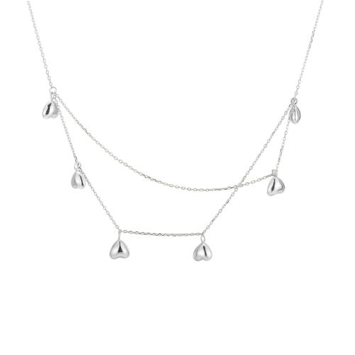 925 Sterling Silver Necklaces with 5CM extender chain Heart for woman Length Approx 39 cm Sold By PC