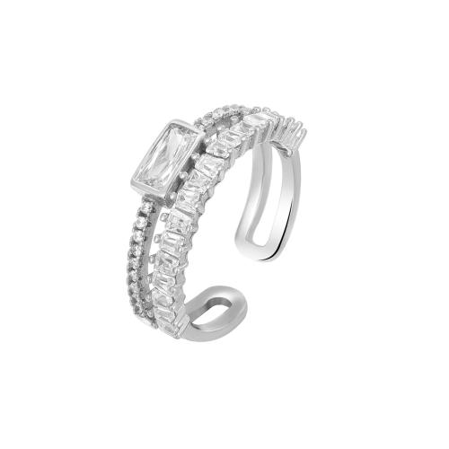 Cubic Zirconia Micro effenen Sterling Zilver Ringen, 925 Sterling Zilver, micro pave zirconia & voor vrouw, meer kleuren voor de keuze, Verkocht door PC