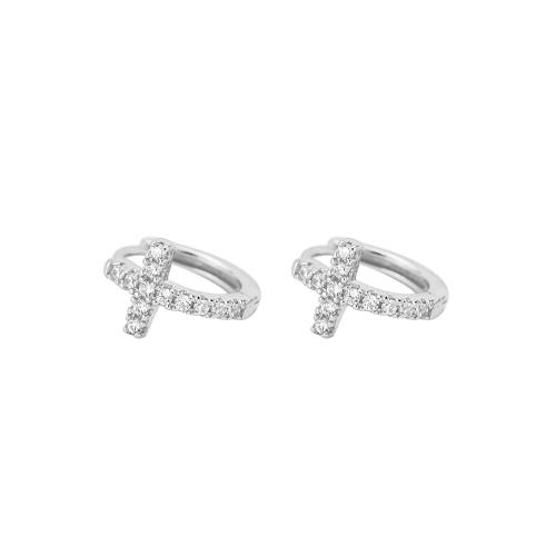 Cubic Zirconia micro pavimenta Sterling Silver Earring, 925 argento sterlina, Micro spianare cubic zirconia & per la donna, nessuno, Inner diameter 8mm, Venduto da coppia