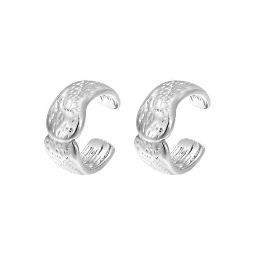 Fashion Earring Cuff and Wraps 925 Sterling Silver for woman platinum color 12.50mm Sold By PC