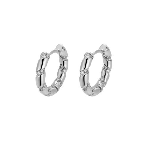 Cubic Zirconia micro pavimenta Sterling Silver Earring, 925 argento sterlina, Micro spianare cubic zirconia & per la donna, nessuno, Inner diameter 17mm, Venduto da coppia