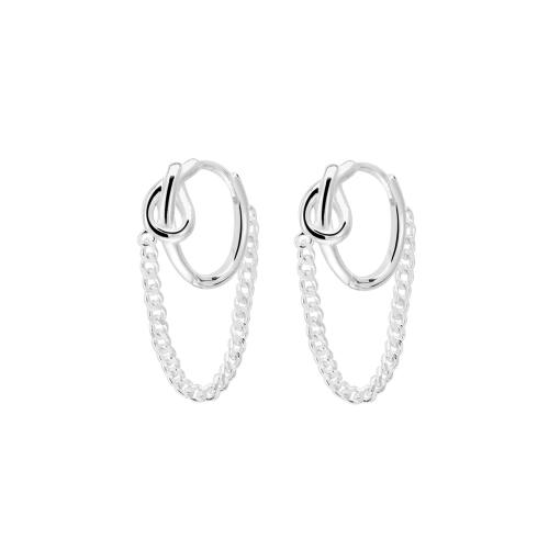 Huggie Hoop Drop Earring 925 Sterling Silver for woman silver color 40mm Sold By Pair