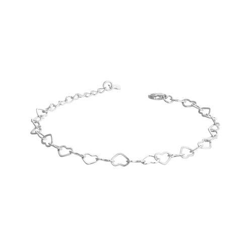 925 Sterling Silver Bangle Bracelet with 3CM extender chain Heart for woman Length Approx 16 cm Sold By PC