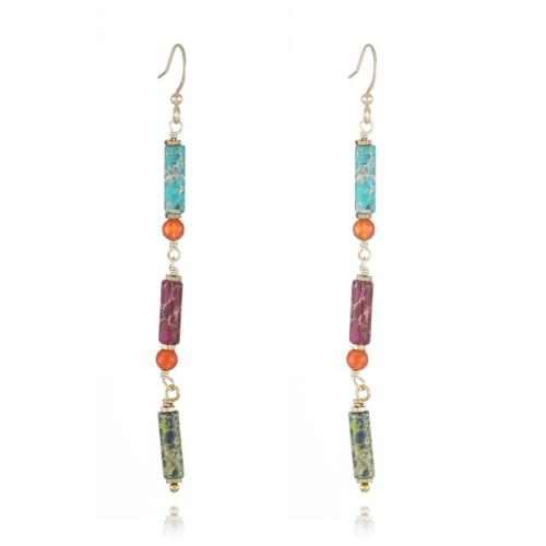 Zinc Alloy Drop Earrings with Gemstone handmade & for woman Sold By Pair