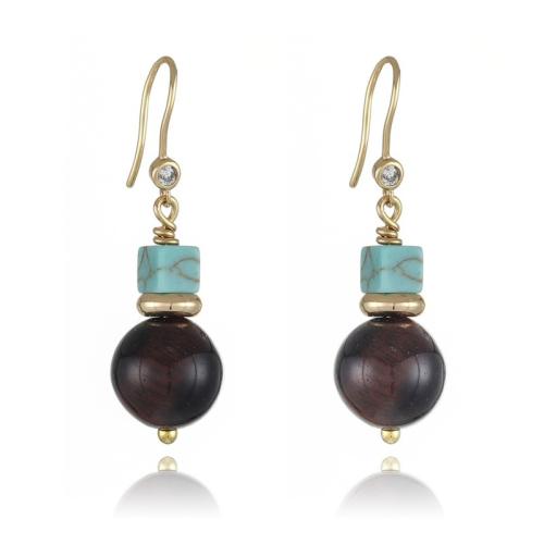 Zinc Alloy Drop Earrings with Gemstone handmade & for woman Sold By Pair