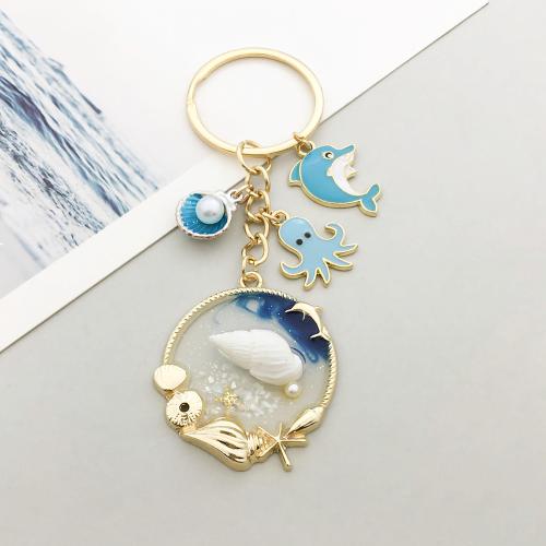 Zinc Alloy Key Clasp with Plastic Pearl gold color plated enamel Sold By Bag