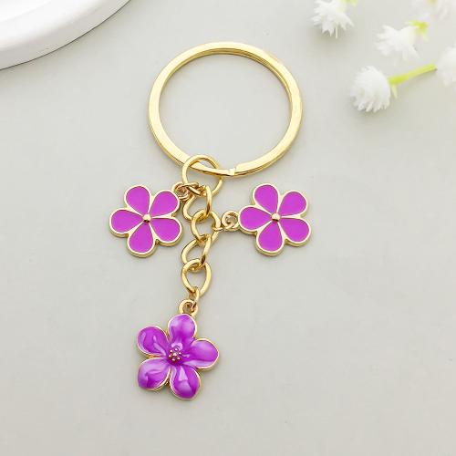 Zinc Alloy Key Clasp Flower plated enamel Sold By Bag