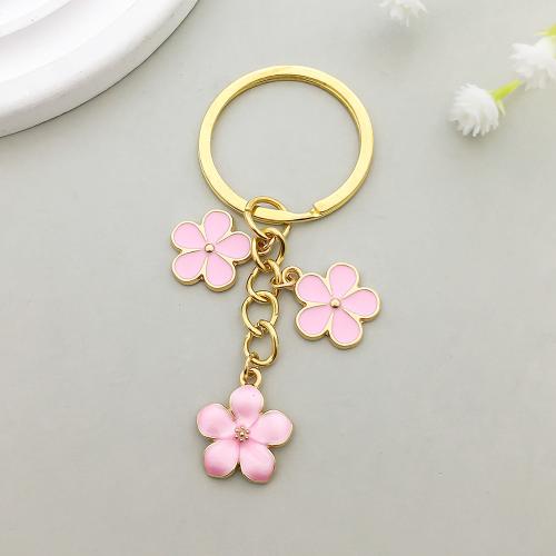 Zinc Alloy Key Clasp Flower plated enamel Sold By Bag