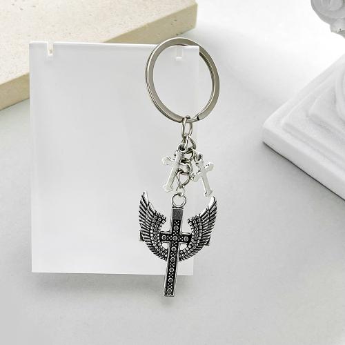 Zink Alloy Key Lås, Cross, antik silver pläterad, 10PC/Bag, Säljs av Bag