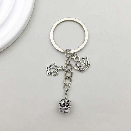 Zinc Alloy Key Lukko, Sinkkiseos, Kruunu, antiikki hopea päällystetty, 10PC/laukku, Myymät laukku