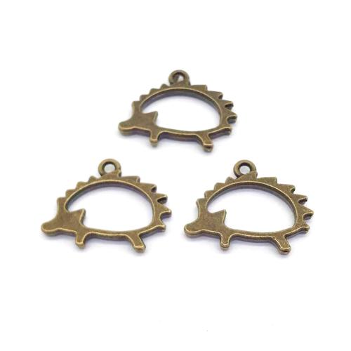 Zinc Alloy Animal Pendler, Hedgehog, antik bronze farve forgyldt, du kan DIY, 17x21mm, 100pc'er/Bag, Solgt af Bag