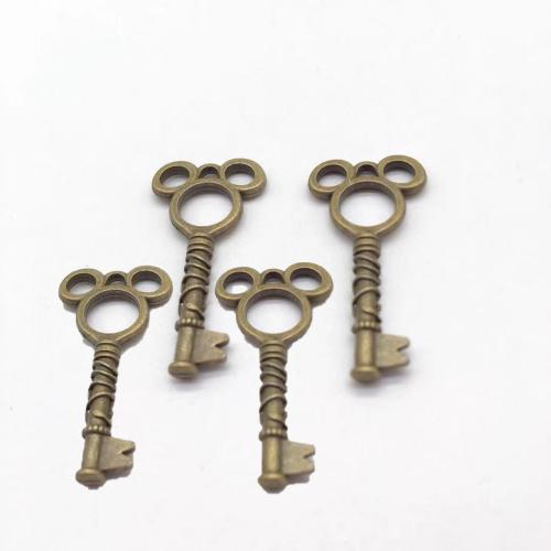 Zinc Alloy Key Pendler, Nøgle, antik bronze farve forgyldt, du kan DIY, 46x22x4mm, 100pc'er/Bag, Solgt af Bag