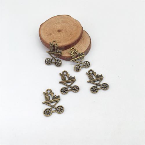 Ciondoli in lega di zinco, lega in zinco, Baby Pram, placcato bronzo antico, DIY, 22x15mm, 100PC/borsa, Venduto da borsa