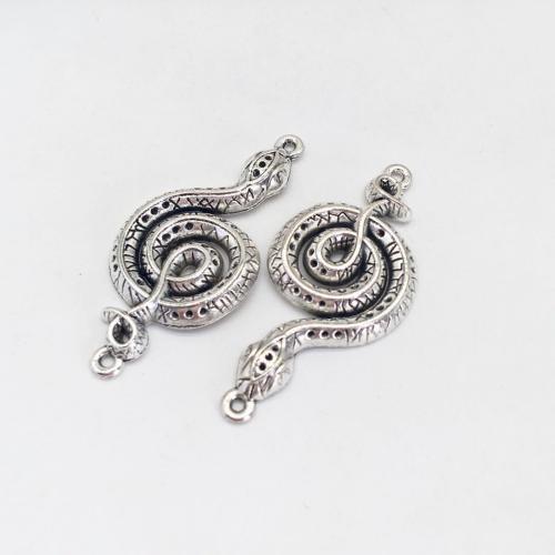 Animal Zinc Alloy Connector Snake antique silver color plated DIY & 1/1 loop Sold By Bag