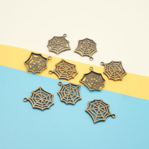 Ciondoli in lega di zinco, lega in zinco, spider web, placcato rame antico, DIY, 25x23mm, 100PC/borsa, Venduto da borsa