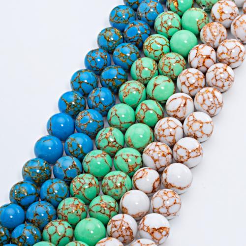 Perles turquoises, turquoise de veine d'or, Rond, naturel & DIY & normes différentes pour le choix, plus de couleurs à choisir, Trou:Environ 1mm, Longueur Environ 15.8 pouce, Vendu par PC