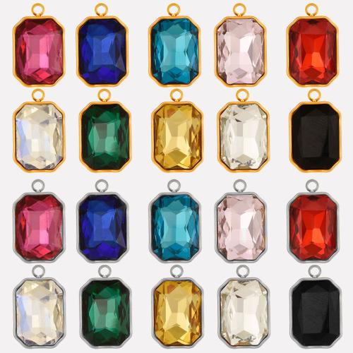 Stainless Steel Pendants 304 Stainless Steel with Glass Rhinestone Vacuum Ion Plating DIY Approx 1.7mm Sold By Bag